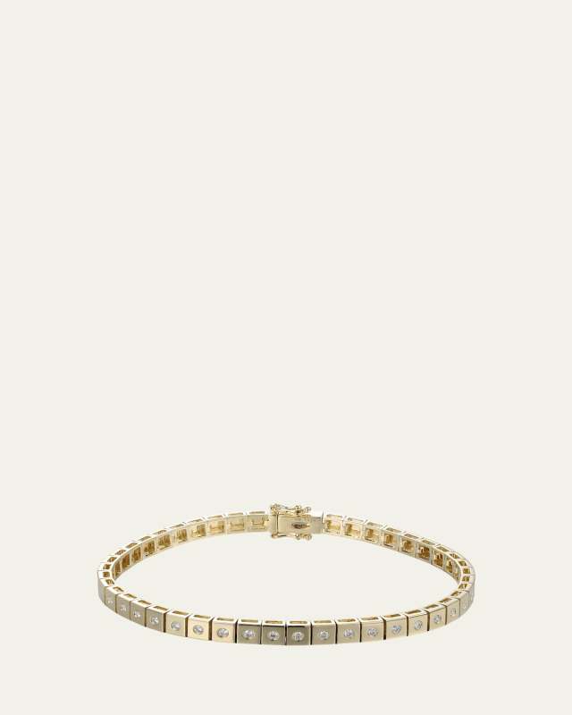 14K Yellow Gold LEGGO Mini Diamond Tennis Bracelet, 6.75"L